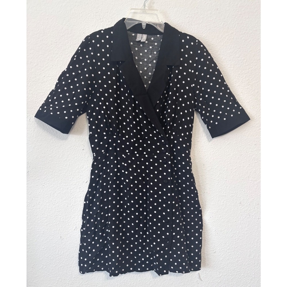 ASOS Mini Tea Dress Size 6 Gothic Skater Boho Cottagecore Black White Pokadot‎